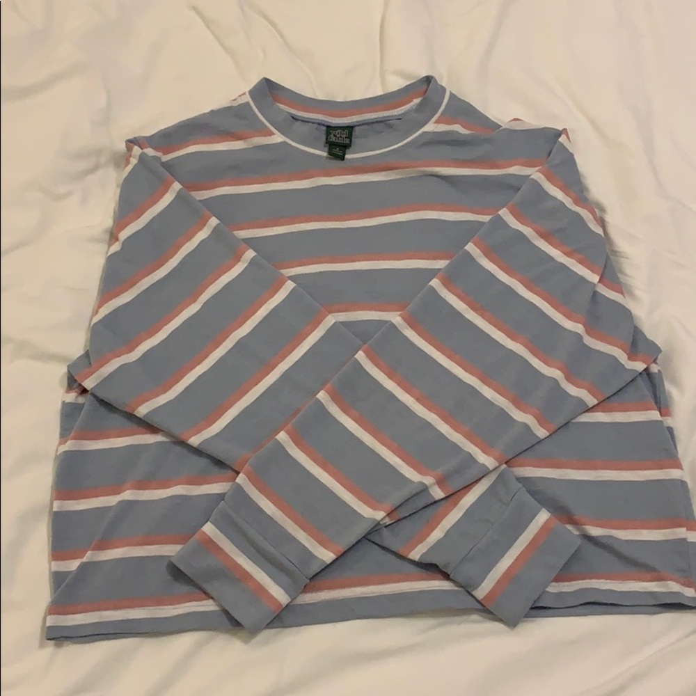 Cropped sweater, blue & pink striped, Wild Fable